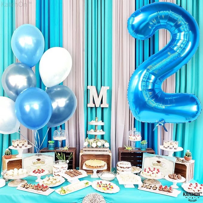 KatchOn, Number 2 Balloon, 40 Inch Blue Foil Number Balloon - Image 6