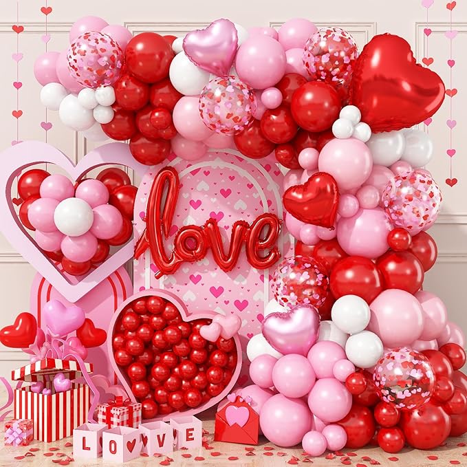 Valentines Day Balloon Arch Kit 114Pcs Red Pink White Balloon Garland Kit by Domgoge