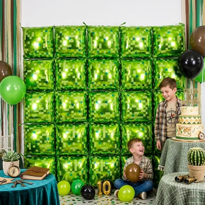 HILAVO Green Pixel Square Balloon Wall - Image 7