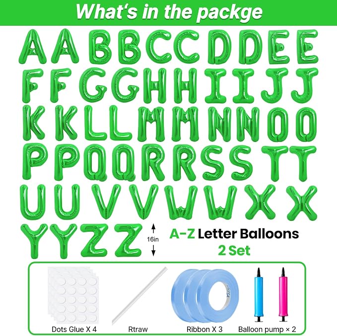 LIOZEOKUN Letter Balloons 16 Inch Alphabet A-Z Mylar Foil Balloons 2 Set - Image 2
