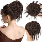 HMD Tousled Updo Messy Bun Hair Piece Hair Extension Ponytail With Elastic Rubber Band Updo Bun Synthetic Hairpieces for Women
