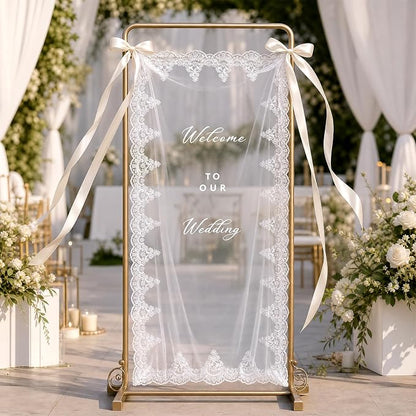 150x60cm Large Wedding Welcome Sheer Tulle Banner Sign - Image 5