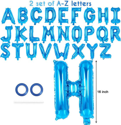 52 Pcs Blue Letter Balloons, 16 Inch Foil Alphabet Letter Balloons, Letter A-Z - Image 2