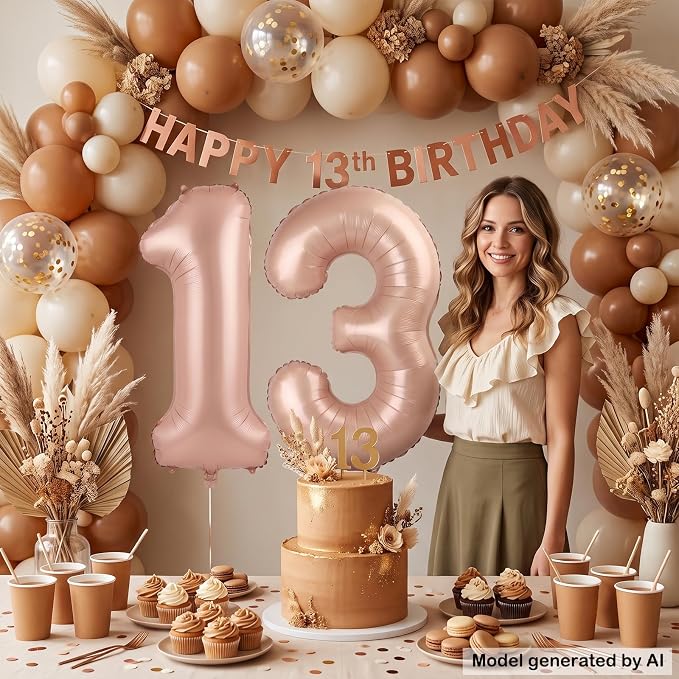 40 Inch Caramel Foil Number 13 Balloon - Image 4