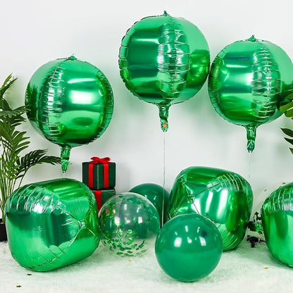 6Pcs Green Round Foil Balloons, Giant 4D Round Ball Balloons, 22 Inch Metallic - Image 3