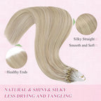 YoungSee Micro Bead Hair Extensions Real Human Hair Blonde Microlink Hair Extensions Human Hair Blonde Highlighted Ash Blond Bead Hair Extension 20Inch Pre Bonded Hair Extension for Wedding 50g 50s
