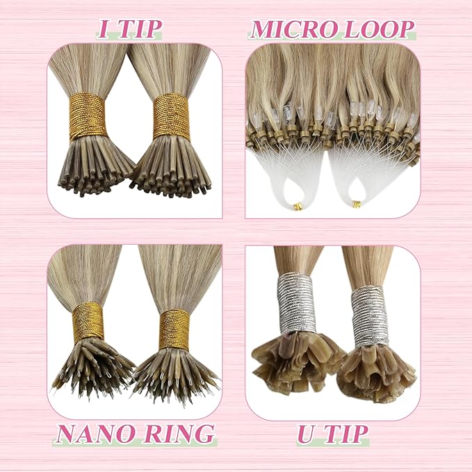 YoungSee U Tip Hair Extensions Blonde Highlight Remy Human Hair Utips Extensions Blonde U Tips Hair Extension Human Hair Highlight Ktip Hair Extension for Women Hot Fusion 20In 1G/S 50G