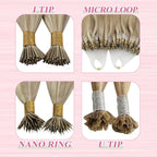 YoungSee U Tip Hair Extensions Human Hair Blonde Highlight U Tips Remy Hair Extensions Blonde Ktips Hair Extension Real Human Hair for Short Hair Keratin Hair Extension for Women 14In 1G/S 50G