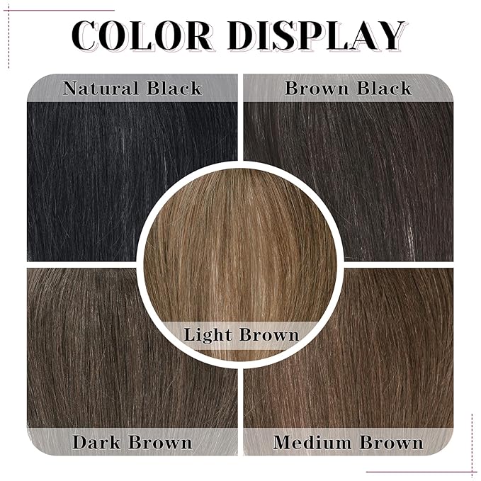VERNA Hair Toppers for Women Real Human Hair 360°3D Cover Bangs Hair Clip,100% Real Human Hair Light Brown Clip in Bangs,Hair pieces for Daily Wear(5.5 * 9)