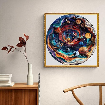 300 Pieces Wooden Puzzles Adults, 3D Vision Universe Round Wood Jigsaw Puzzle - Image 5