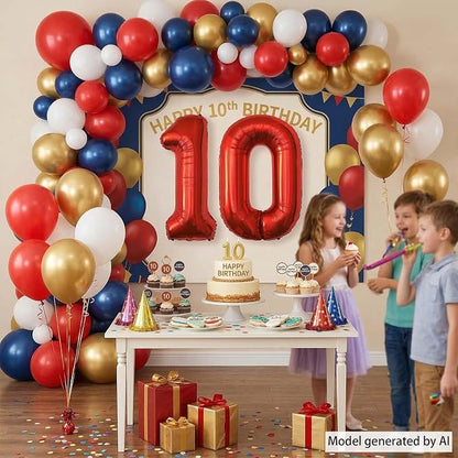 Red Number 10 Balloon 40 Inch, Foil Numeral - Image 6