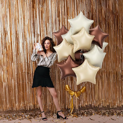 Cream Star Foil Balloons, 18 Inch Brown Beige Netural Stars Shape Balloons 12 - Image 7