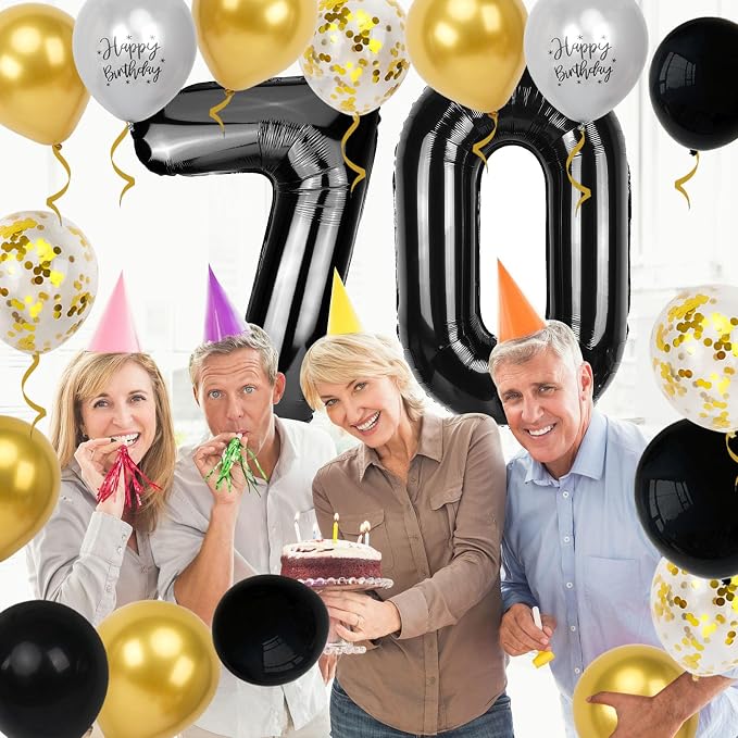 70th Birthday Decorations for Men Women, 40 inch 70 Balloon Numbers - Image 4