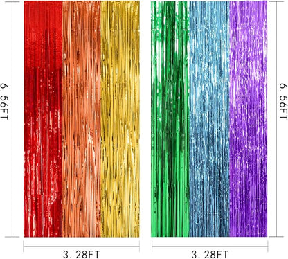 10 Pack Rainbow Party Backdrop Streamers Decorations Colorful Foil Fringe - Image 7