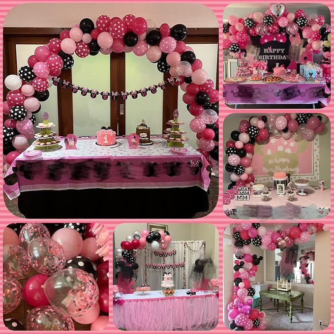 Balloons Black and Pink, Rose Red Pink Party Balloons Decoration - Image 8