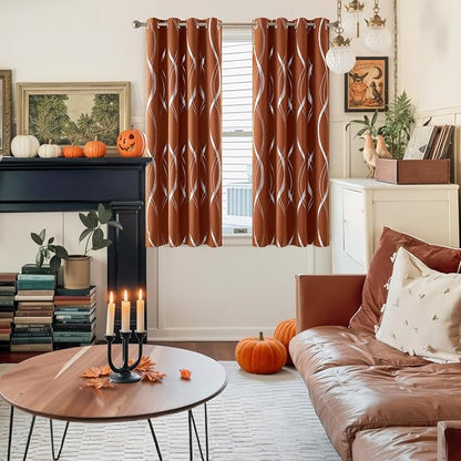 NICETOWN Burnt Orange Fall Blackout Curtain Panels - Image 2