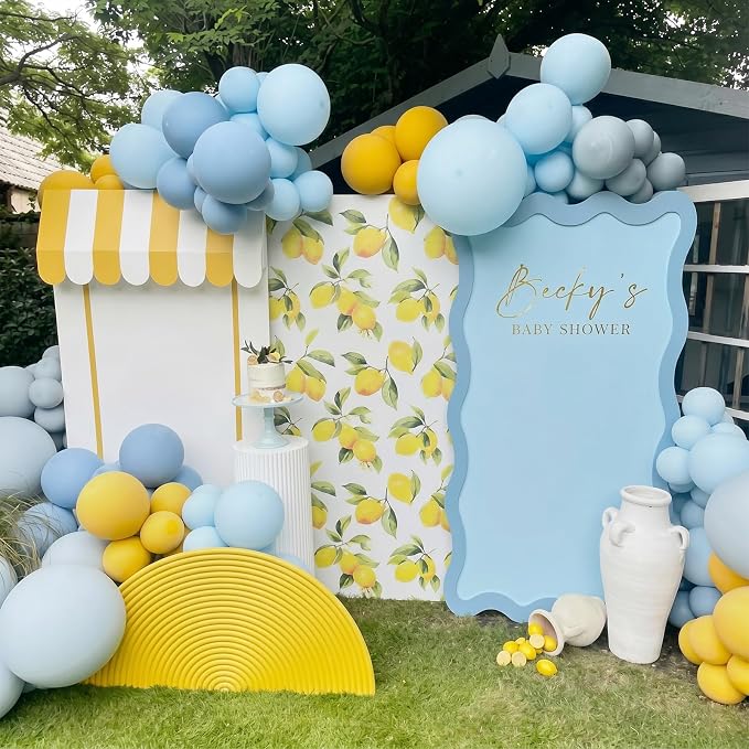 Blue and Yellow Balloons, 12 Inch Pastel Blue Balloons, Mustard Yellow Balloons - Image 5