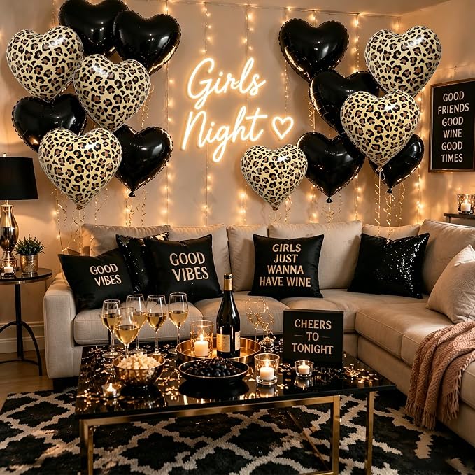Leopard Print & Black Heart Foil Balloon Set | - Image 3