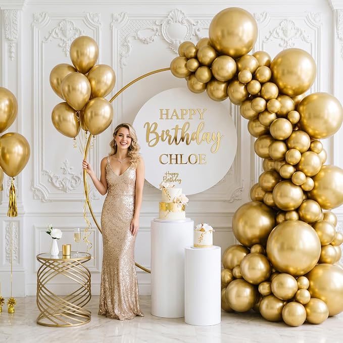 Gold Balloons 50Pack 12 Inch Metallic Chrome Gold Latex Party Balloons - Image 6