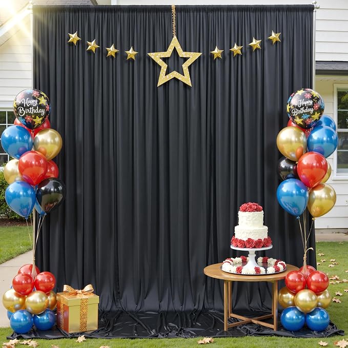 10ftx12ft Wrinkle Free Black Backdrop Curtain - Image 6