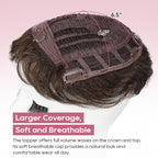 REECHO Hair Topper, Short Wiglet Hair Topper for Women with Thinning Large Coverage Synthetic Top Crown Hairpiece for Women - Dark Chocolate Brown