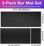 3Pack Rubber Bar Mat Thick Rubber Bar Service Spill Bar Mats for Home Bar or Restaurant Nonslip Flexible Barber Mats for Clippers (24" x 12" x 0.3"+18" x 12" x 0.3"+12" x 6" x 0.3")