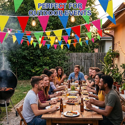YGEOMER 600pcs Colorful Pennant Banner Flags 750ft | Multicolor carnival - Image 7
