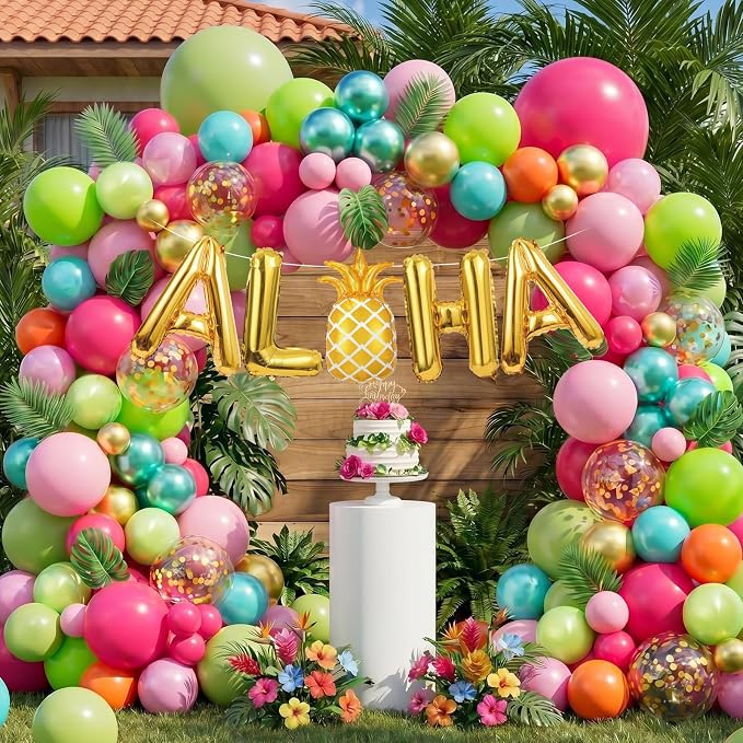 171Pcs Tropical Balloons Arch Garland Kit, Hawaiian Luau Aloha Party Decorations - Image 2
