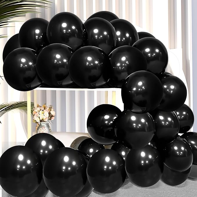 Firomi Shiny Party Black Balloons 12-inch 100 Pack | Metallic Thicken Big by Firomi