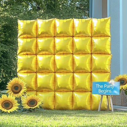 NISOCY 36PCS Pearl Yellow Square Foil Balloons Wall Backdrop | Double Sided - Image 8