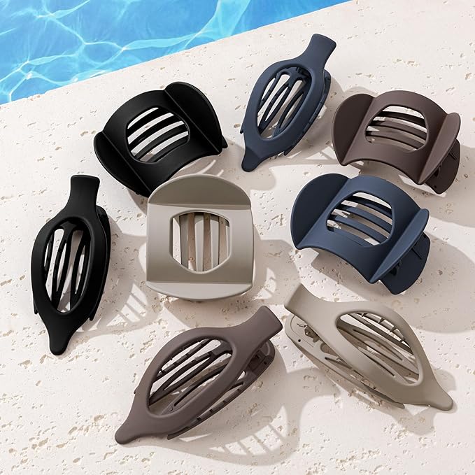 8 PCS Flat Hair Clips for Women French Matte Flat Claw Clips for Thick & Thin Hair No-Slip Hair Barrettes, Strong Hold Styling Accessories