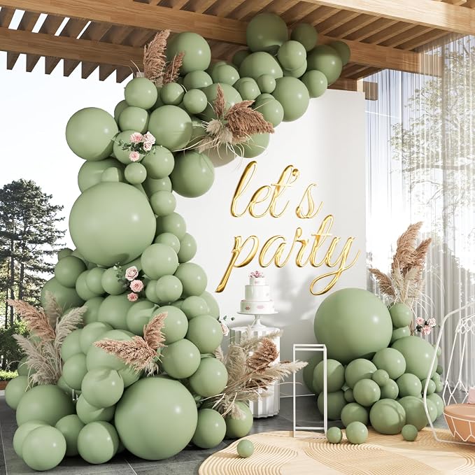 102pcs Sage Green Balloons Garland Arch Kit, 18 12 10 5 Inch Balloons | by ZizasAry