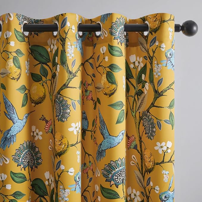 Topfinel 80 Inches Long Custom Mustard Yellow Luxury Curtains by Topfinel