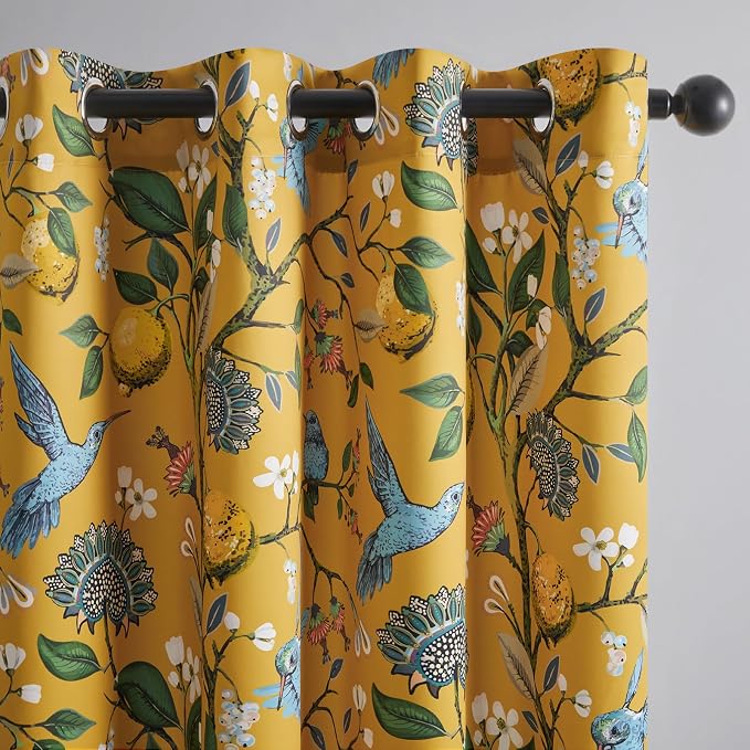 94 Inches Long Custom Satin Window Treatments, Retro Art Deco Floral by Topfinel