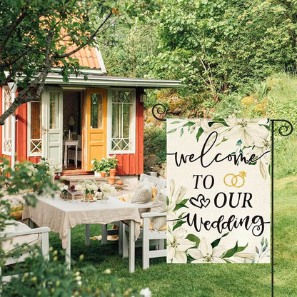 AVOIN colorlife Welcome to Our Wedding Garden Flag 12x18 Inch | Double Sided - Image 2