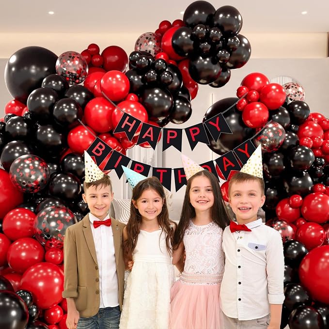 Red and Black Balloon Arch Garland Kit - Image 7