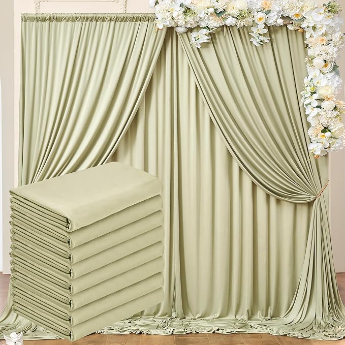 40 ft x 10 ft Wrinkle Free Light Green Backdrop Curtain by Outpain