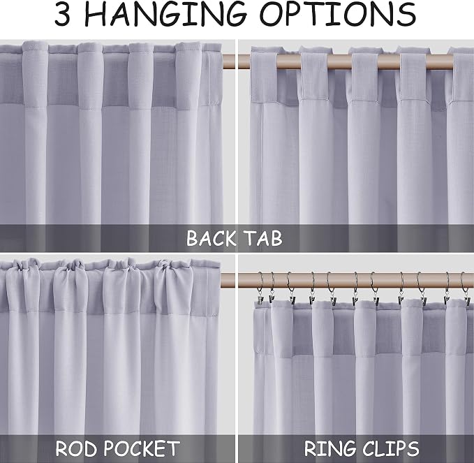 Lavender Purple Linen Curtains 90 Inches Long - Image 2
