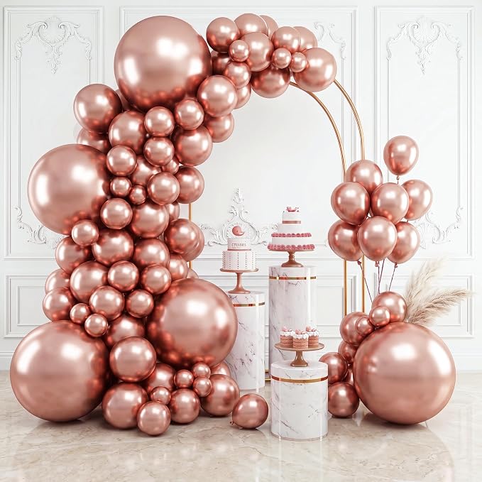 RUBFAC Rose Gold Balloons Different Sizes Latex Party Balloon 154pcs | Elegant by RUBFAC
