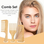 3pcs Wooden Pick for Hair, Afro Picks for Men, Natural Anti-Static Wooden Pick for Curly Hair, Beard Picks for Men Women With Thick Curly Hairs Hairing Lift and Style