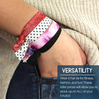 Kenz Laurenz Hair Ties 20 Elastics Ponytail Holder Set No Crease Ribbon Bands (White)