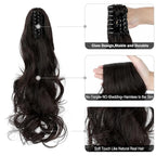 Claw Clip Ponytail Extension 18" Clip in Wavy Ponytail Hair Extensions Long Pony Tails for Women Extensions Dark Brown Wave Hairpiece