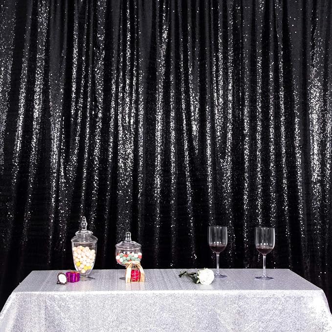 Juya Delight Black Sequin Backdrop, 4FTx6FT NO See-Through Photobooth Backdrop - Image 6