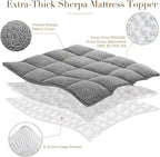 Cymula California King Mattress Topper, Sherpa Mattress Pad for Cal King Bed with 900GSM Down for Back Pain Extra Thick Mattress Cover Pillow Top with 8-21" Pockets, Grey