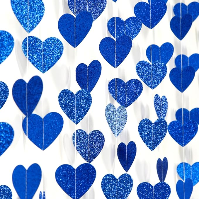 Royal Blue Party-Decoration Heart Garland - 52ft 21st Birthday Bachelorette by LastingSurprise