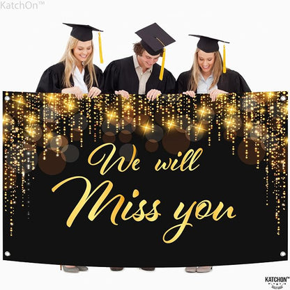 KatchOn We Will Miss You Banner Black and Gold 72x44 Inch | Black and Gold We - Image 5