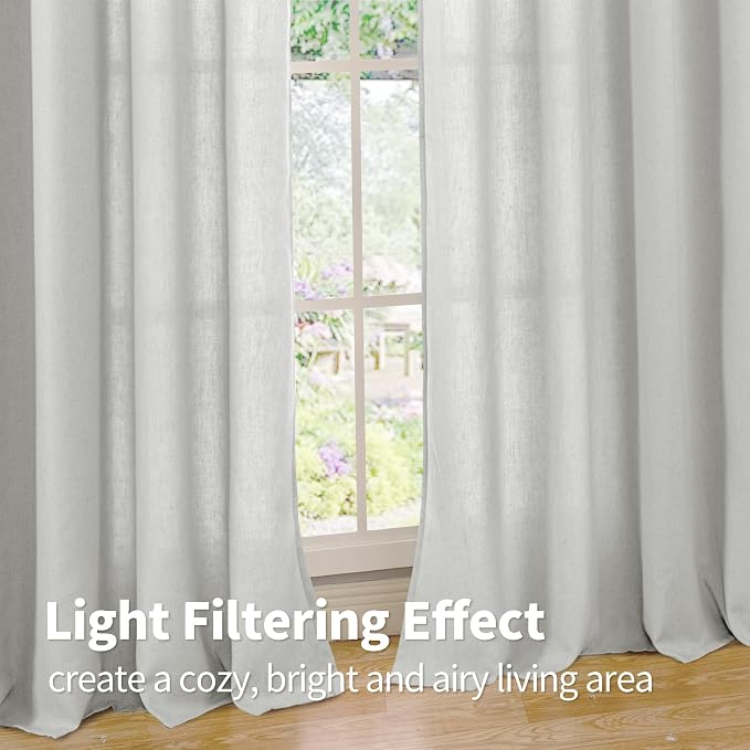 YoungsTex Grey Linen Curtains 63 Inch Length 2 Panels - Image 5