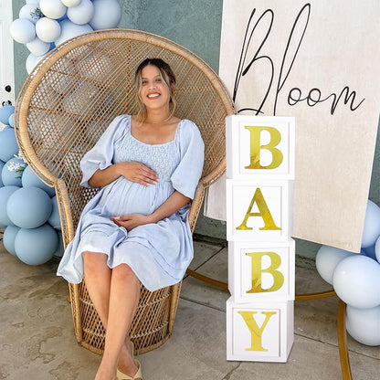QIFU Baby Shower Decorations 4pcs Baby Balloon Boxes Blocks - Image 8