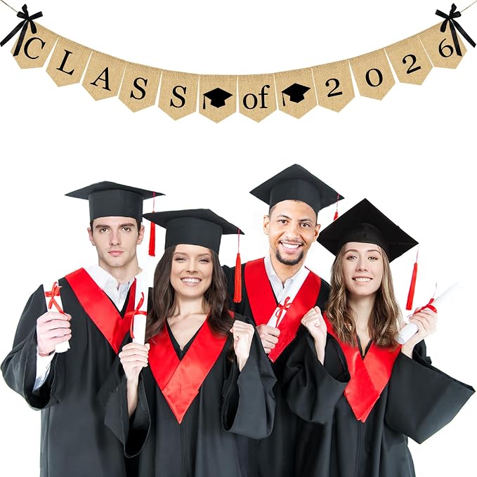 Burlap Class of 2026 Graduation Banner - Image 2