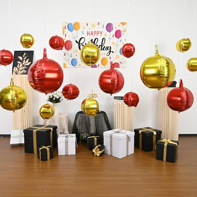 Red Gold Round Foil Balloons - Image 8